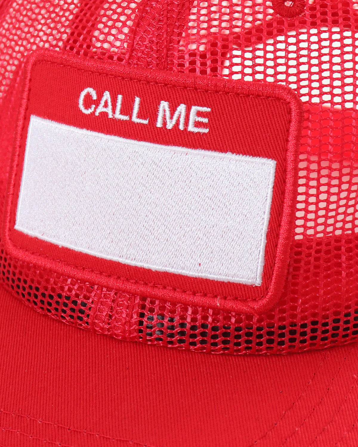 Call Me 917 'Hello My Name Is' Trucker Hat Red